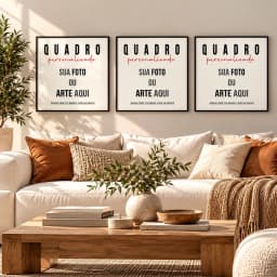 Kit Trio de Quadros Decorativos Personalizados Quadrado com Sua Foto ou Arte