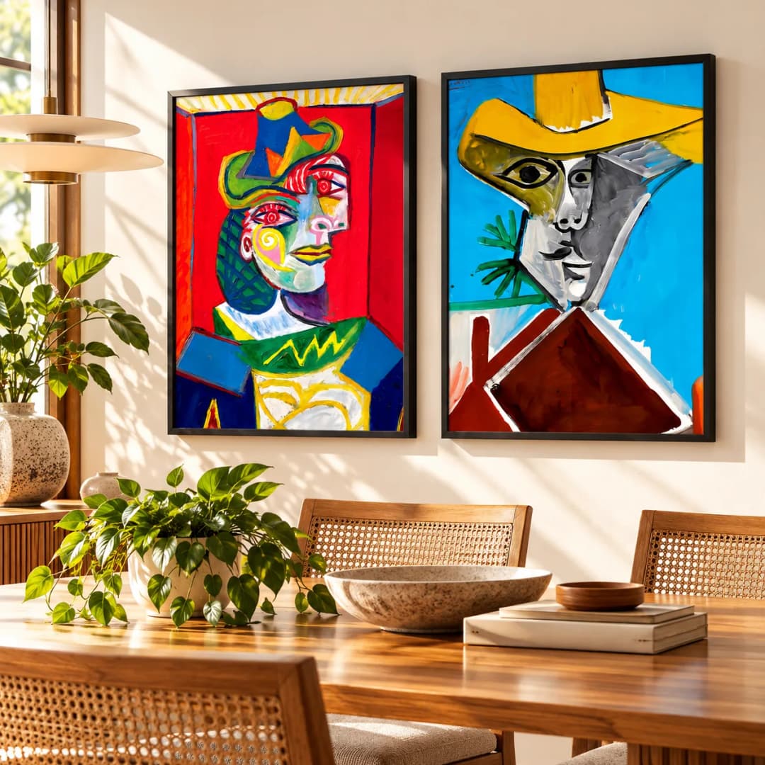 Kit Duo Quadros Decorativos Pablo Picasso – Retratos Cubistas Casal