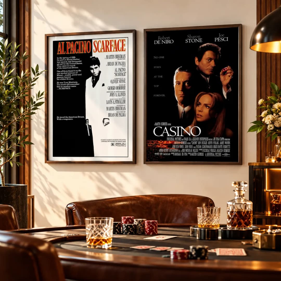 Kit Duo Quadros Decorativos Scarface e Casino – Clássicos do Cinema